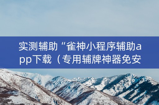 实测辅助“雀神小程序辅助app下载（专用辅牌神器免安装）