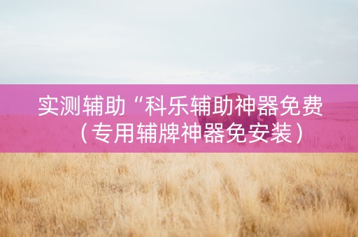 实测辅助“科乐辅助神器免费（专用辅牌神器免安装）