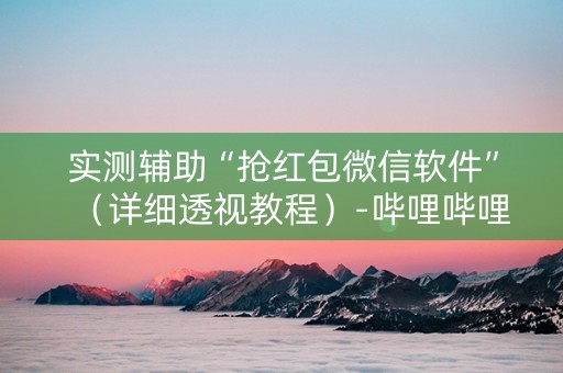 实测辅助“抢红包微信软件”（详细透视教程）-哔哩哔哩
