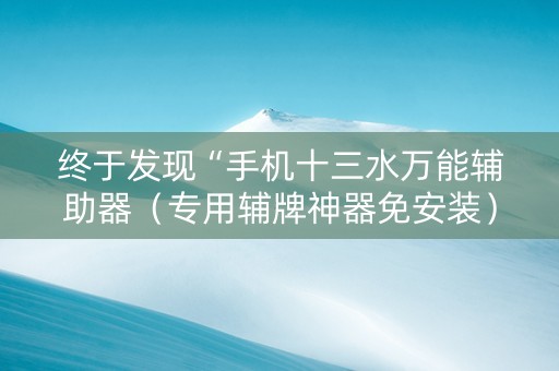 终于发现“手机十三水万能辅助器（专用辅牌神器免安装）