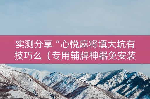 实测分享“心悦麻将填大坑有技巧么（专用辅牌神器免安装）