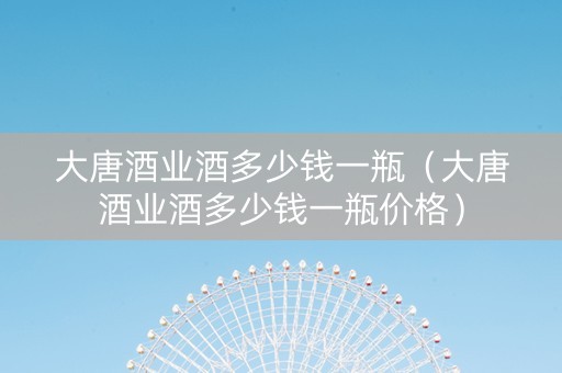 大唐酒业酒多少钱一瓶（大唐酒业酒多少钱一瓶价格）