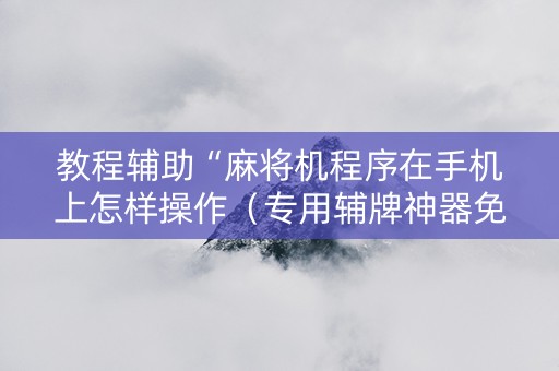 教程辅助“麻将机程序在手机上怎样操作（专用辅牌神器免安装）