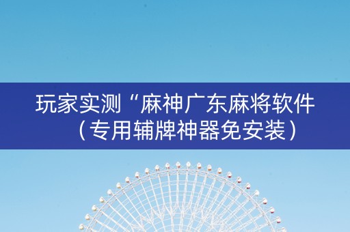 玩家实测“麻神广东麻将软件（专用辅牌神器免安装）