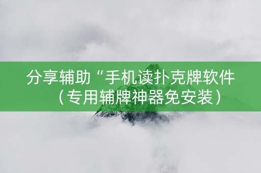 分享辅助“手机读扑克牌软件（专用辅牌神器免安装）