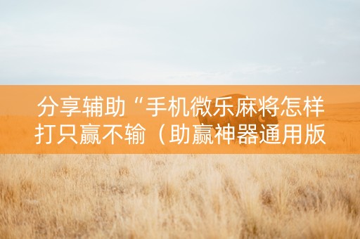分享辅助“手机微乐麻将怎样打只赢不输（助赢神器通用版）