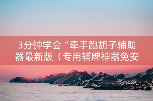 3分钟学会“牵手跑胡子辅助器最新版（专用辅牌神器免安装）