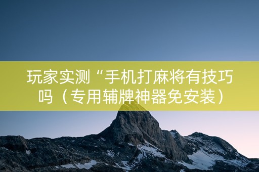 玩家实测“手机打麻将有技巧吗（专用辅牌神器免安装）