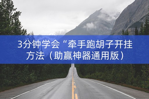 3分钟学会“牵手跑胡子开挂方法（助赢神器通用版）