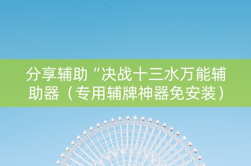 分享辅助“决战十三水万能辅助器（专用辅牌神器免安装）