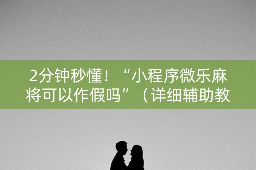 2分钟秒懂！“小程序微乐麻将可以作假吗”（详细辅助教程）-哔哩哔哩