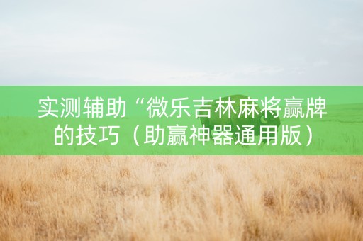 实测辅助“微乐吉林麻将赢牌的技巧（助赢神器通用版）