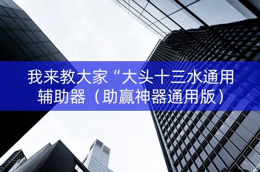 我来教大家“大头十三水通用辅助器（助赢神器通用版）