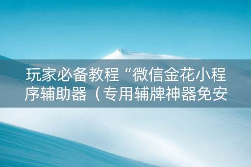 玩家必备教程“微信金花小程序辅助器（专用辅牌神器免安装）