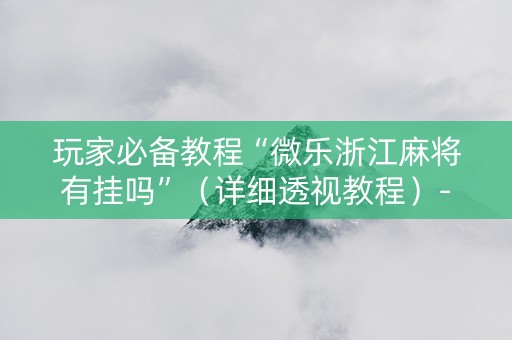 玩家必备教程“微乐浙江麻将有挂吗”（详细透视教程）-哔哩哔哩