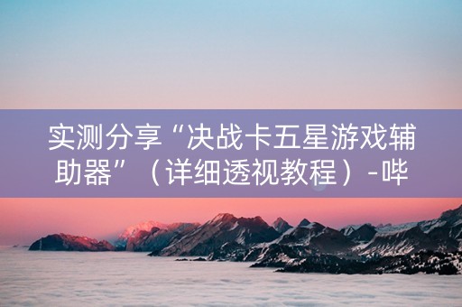 实测分享“决战卡五星游戏辅助器”（详细透视教程）-哔哩哔哩