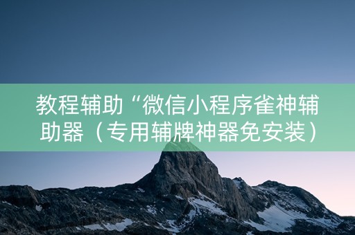 教程辅助“微信小程序雀神辅助器（专用辅牌神器免安装）