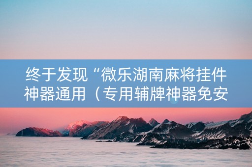 终于发现“微乐湖南麻将挂件神器通用（专用辅牌神器免安装）