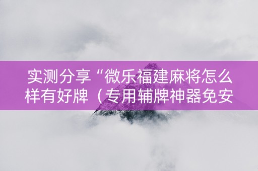 实测分享“微乐福建麻将怎么样有好牌（专用辅牌神器免安装）
