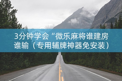 3分钟学会“微乐麻将谁建房谁输（专用辅牌神器免安装）