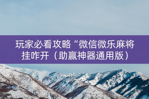 玩家必看攻略“微信微乐麻将挂咋开（助赢神器通用版）