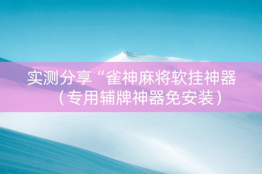 实测分享“雀神麻将软挂神器（专用辅牌神器免安装）