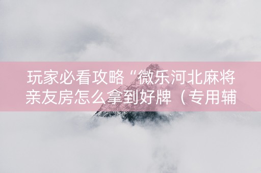 玩家必看攻略“微乐河北麻将亲友房怎么拿到好牌（专用辅牌神器免安装）