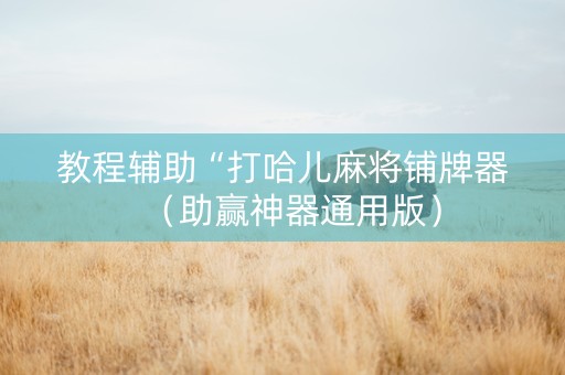 教程辅助“打哈儿麻将铺牌器（助赢神器通用版）