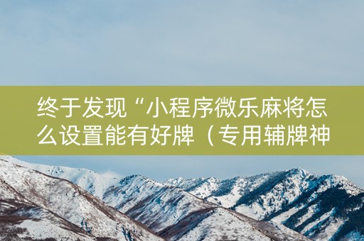 终于发现“小程序微乐麻将怎么设置能有好牌（专用辅牌神器免安装）