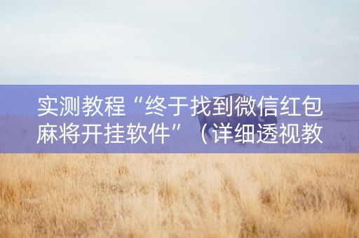 实测教程“终于找到微信红包麻将开挂软件”（详细透视教程）-哔哩哔哩