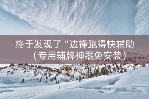 终于发现了“边锋跑得快辅助（专用辅牌神器免安装）