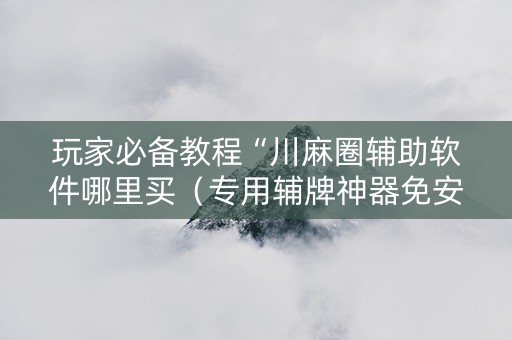 玩家必备教程“川麻圈辅助软件哪里买（专用辅牌神器免安装）