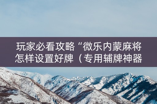 玩家必看攻略“微乐内蒙麻将怎样设置好牌（专用辅牌神器免安装）