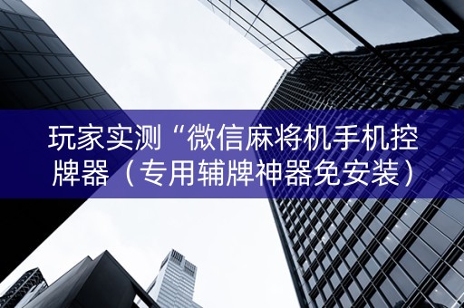 玩家实测“微信麻将机手机控牌器（专用辅牌神器免安装）