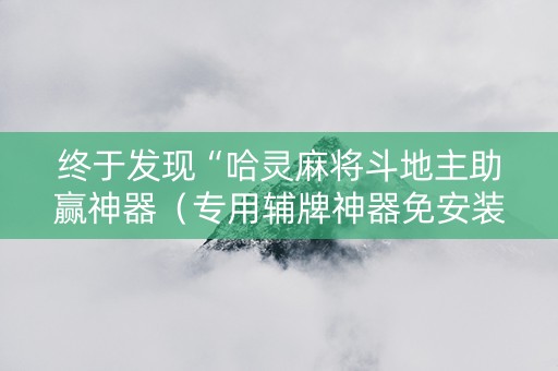 终于发现“哈灵麻将斗地主助赢神器（专用辅牌神器免安装）