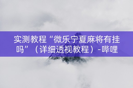 实测教程“微乐宁夏麻将有挂吗”（详细透视教程）-哔哩哔哩