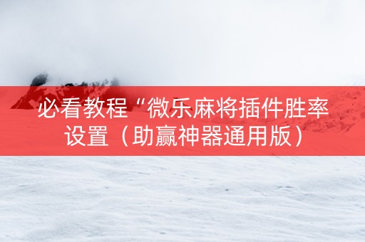 必看教程“微乐麻将插件胜率设置（助赢神器通用版）