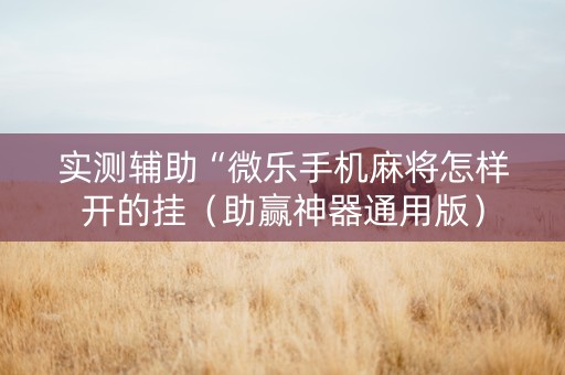 实测辅助“微乐手机麻将怎样开的挂（助赢神器通用版）