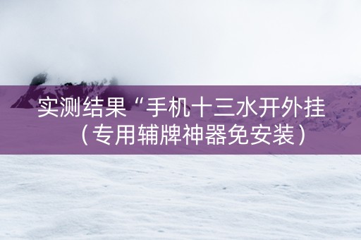 实测结果“手机十三水开外挂（专用辅牌神器免安装）