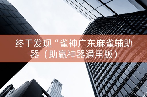终于发现“雀神广东麻雀辅助器（助赢神器通用版）