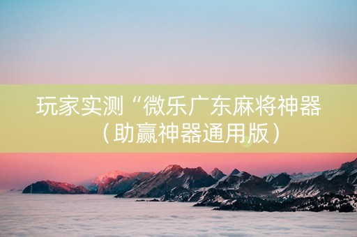 玩家实测“微乐广东麻将神器（助赢神器通用版）