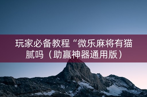 玩家必备教程“微乐麻将有猫腻吗（助赢神器通用版）