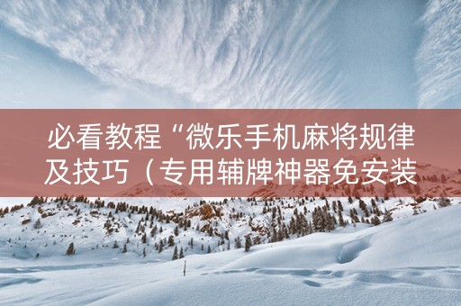 必看教程“微乐手机麻将规律及技巧（专用辅牌神器免安装）