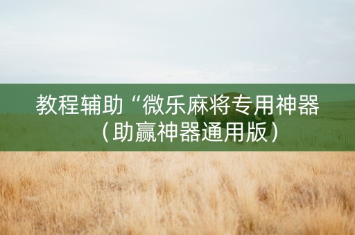 教程辅助“微乐麻将专用神器（助赢神器通用版）