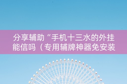 分享辅助“手机十三水的外挂能信吗（专用辅牌神器免安装）