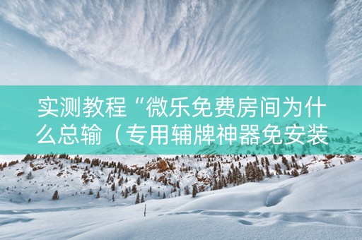 实测教程“微乐免费房间为什么总输（专用辅牌神器免安装）