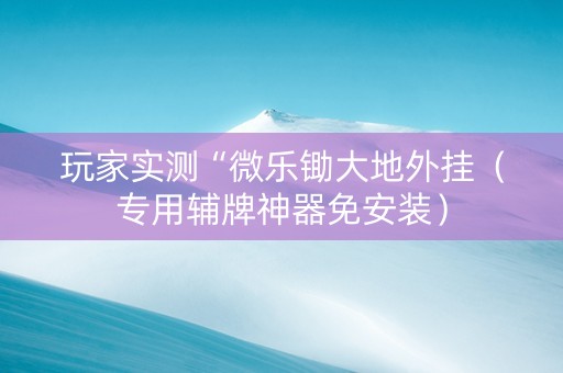 玩家实测“微乐锄大地外挂（专用辅牌神器免安装）