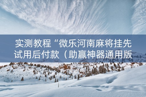 实测教程“微乐河南麻将挂先试用后付款（助赢神器通用版）