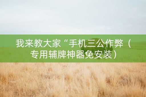 我来教大家“手机三公作弊（专用辅牌神器免安装）