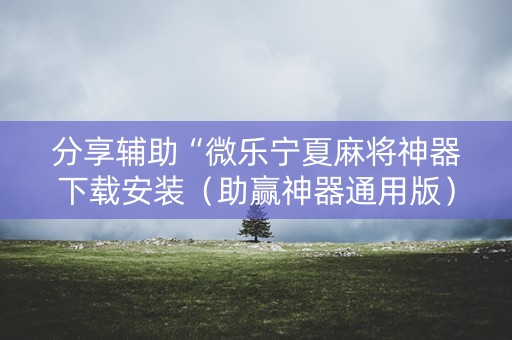 分享辅助“微乐宁夏麻将神器下载安装（助赢神器通用版）